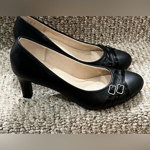 Life Stride Black Mid Heels Favorite Work Shoe Size 8.5